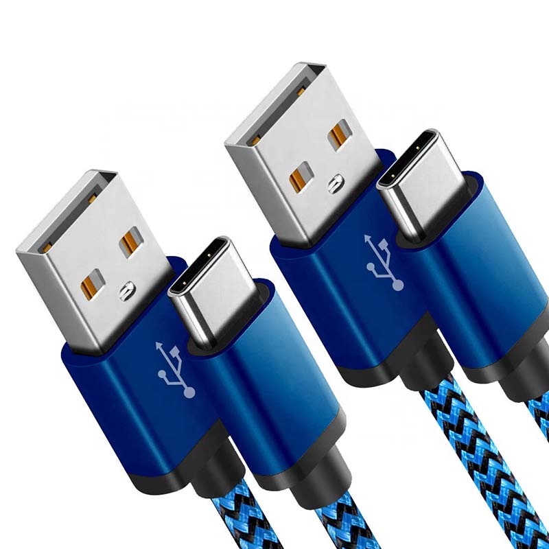 Fast Charging Data Transferring 3A 2.4A Nylon Braided USB to Type C Cable