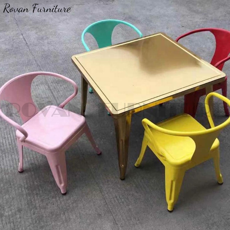 Cheaper colorful metal stackable modern event party children kids table wedding party table for sale