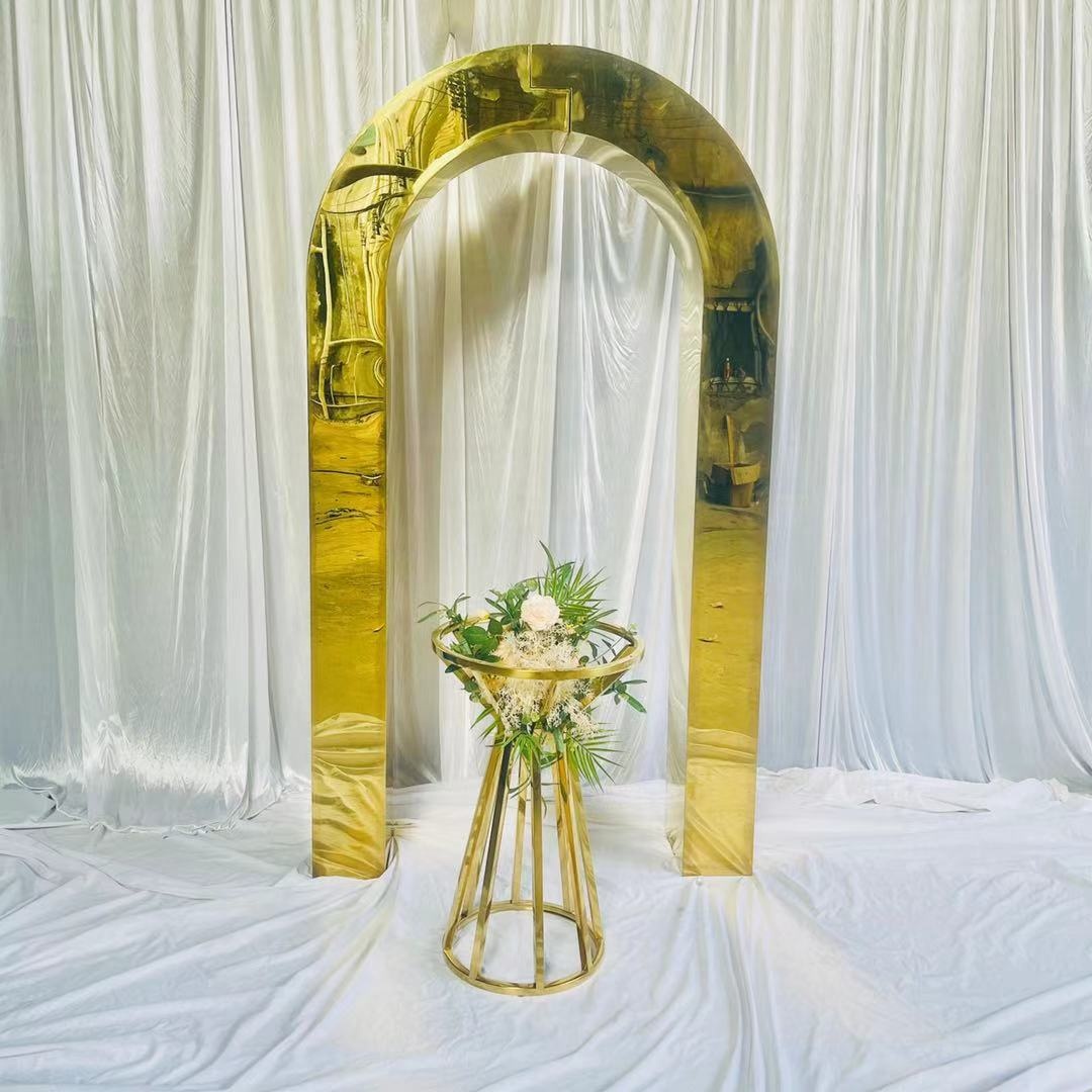 Cheap Luxury wedding event innovative product luxury parties gold event stage round circular wedding Arch backdrop for sale