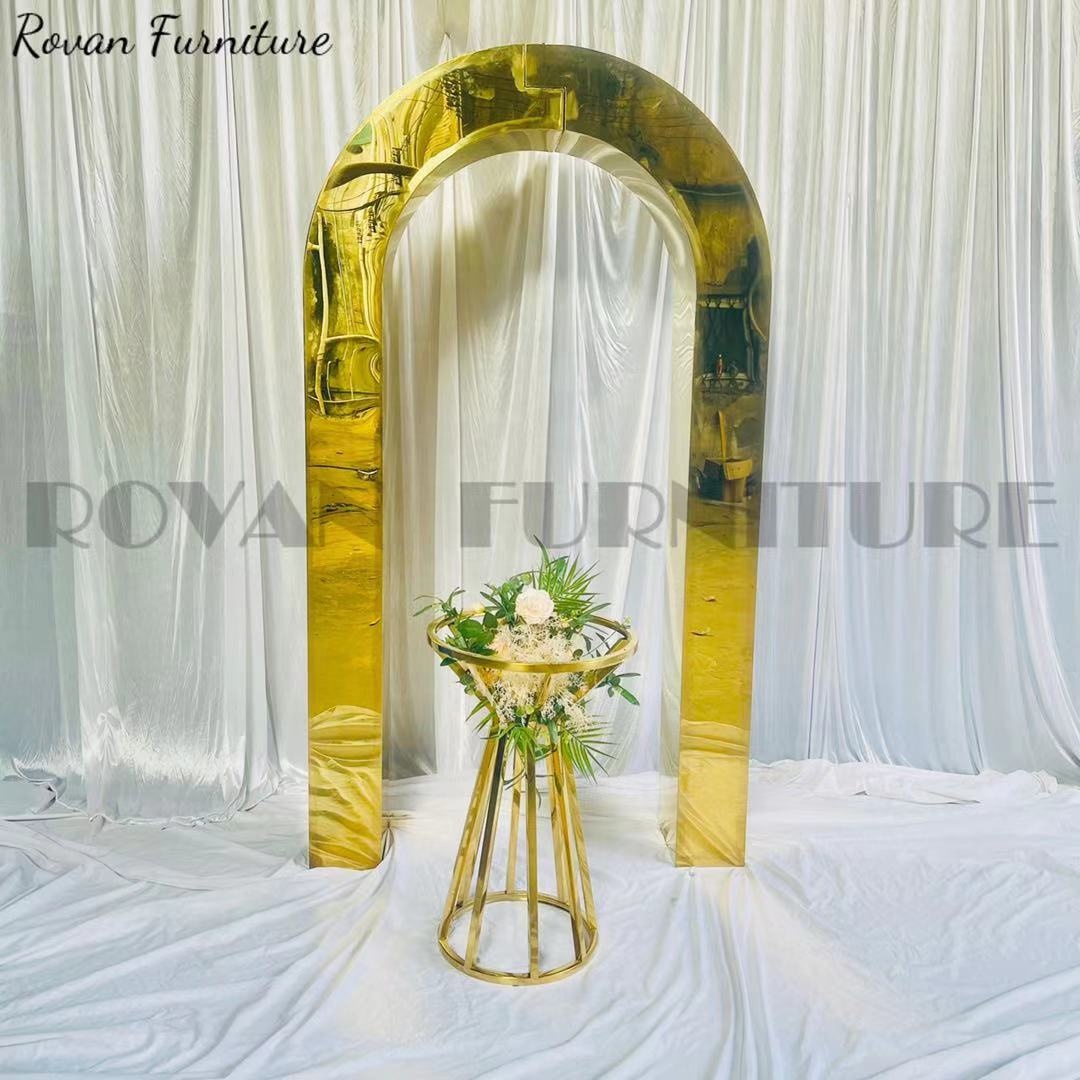 Cheap Luxury wedding event innovative product luxury parties gold event stage round circular wedding Arch backdrop for sale