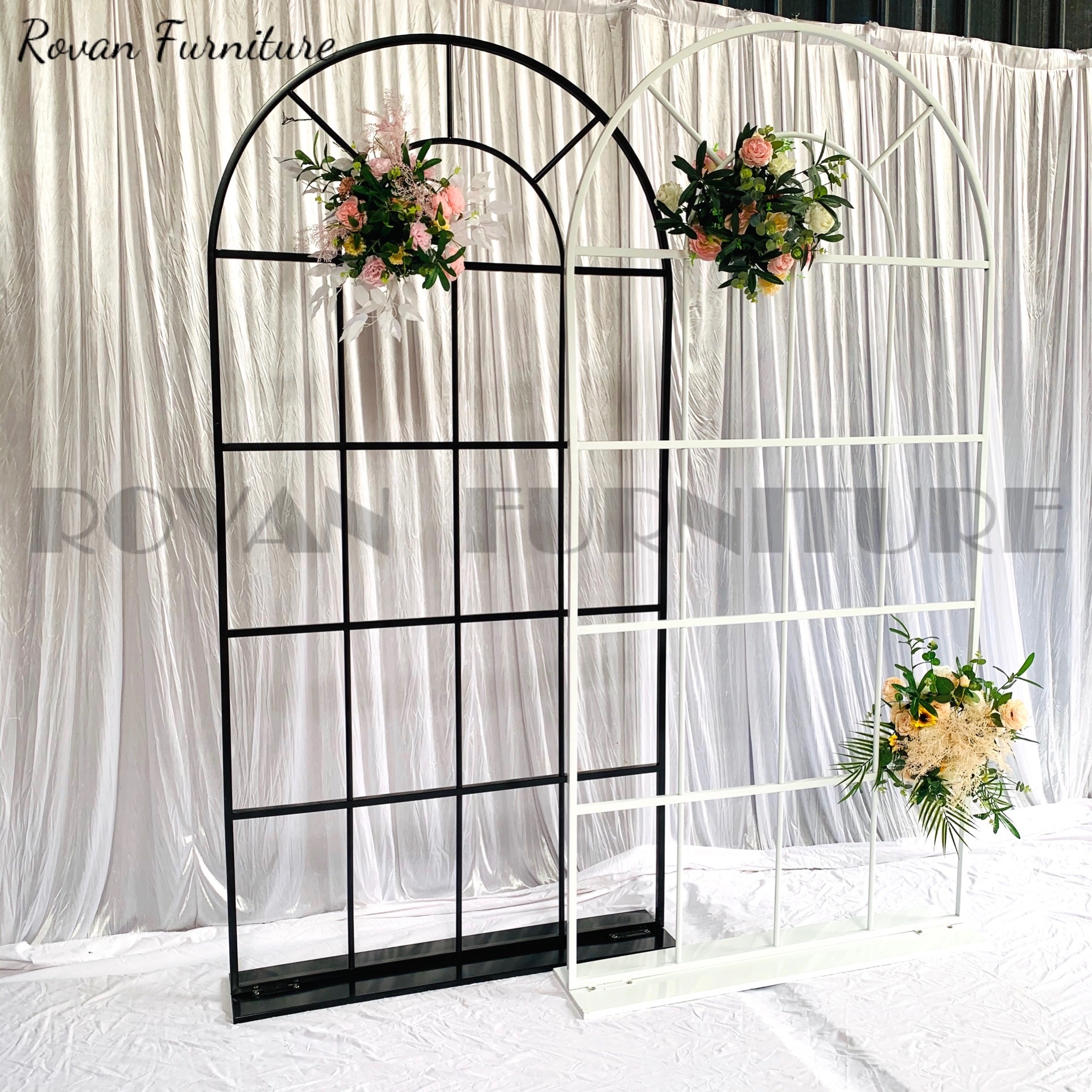 2021 Fashionhalf Round window design Mesh Backdrop Wedding Arch Stand Circle Backdrop for Wedding Decoration for parties