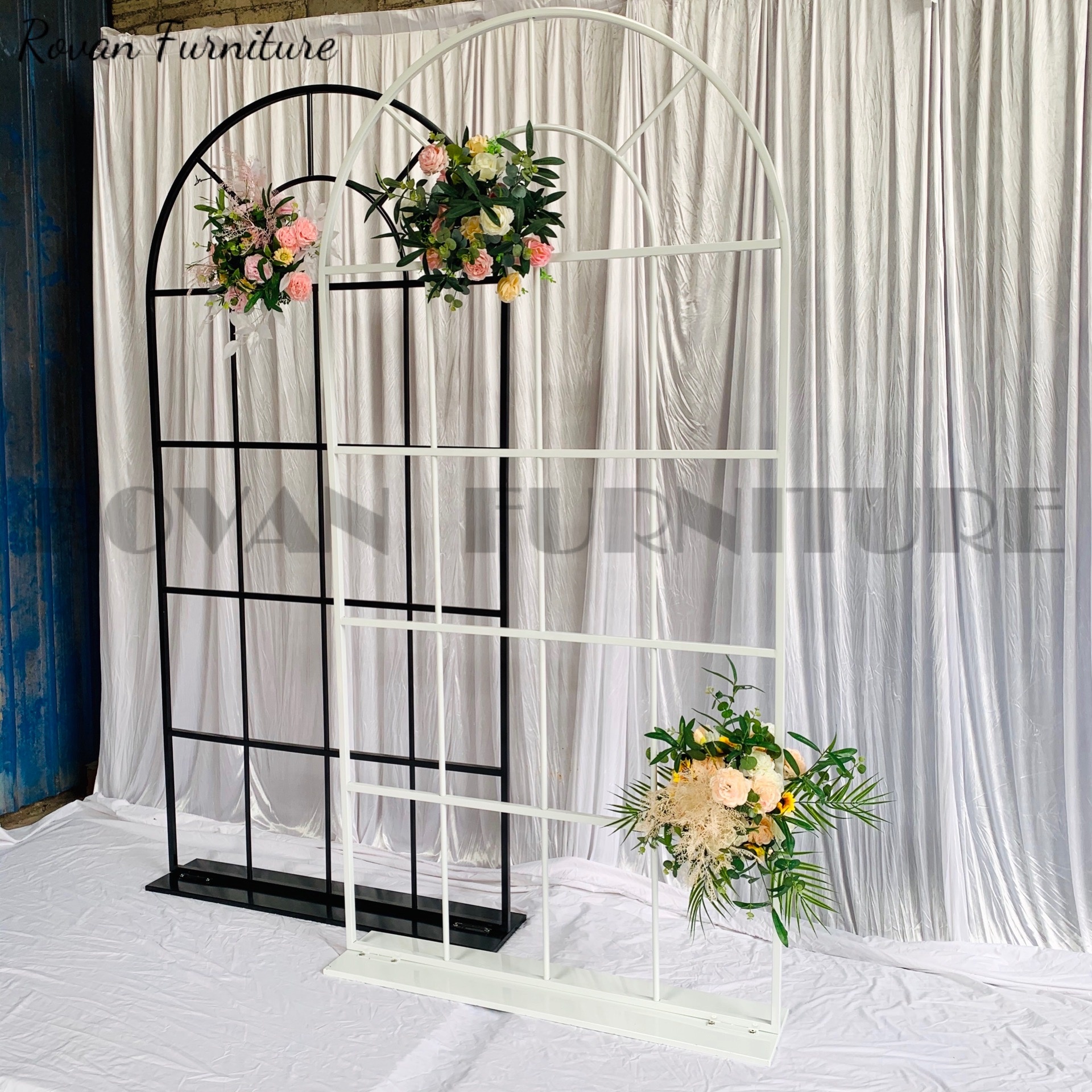 2021 Fashionhalf Round window design Mesh Backdrop Wedding Arch Stand Circle Backdrop for Wedding Decoration for parties