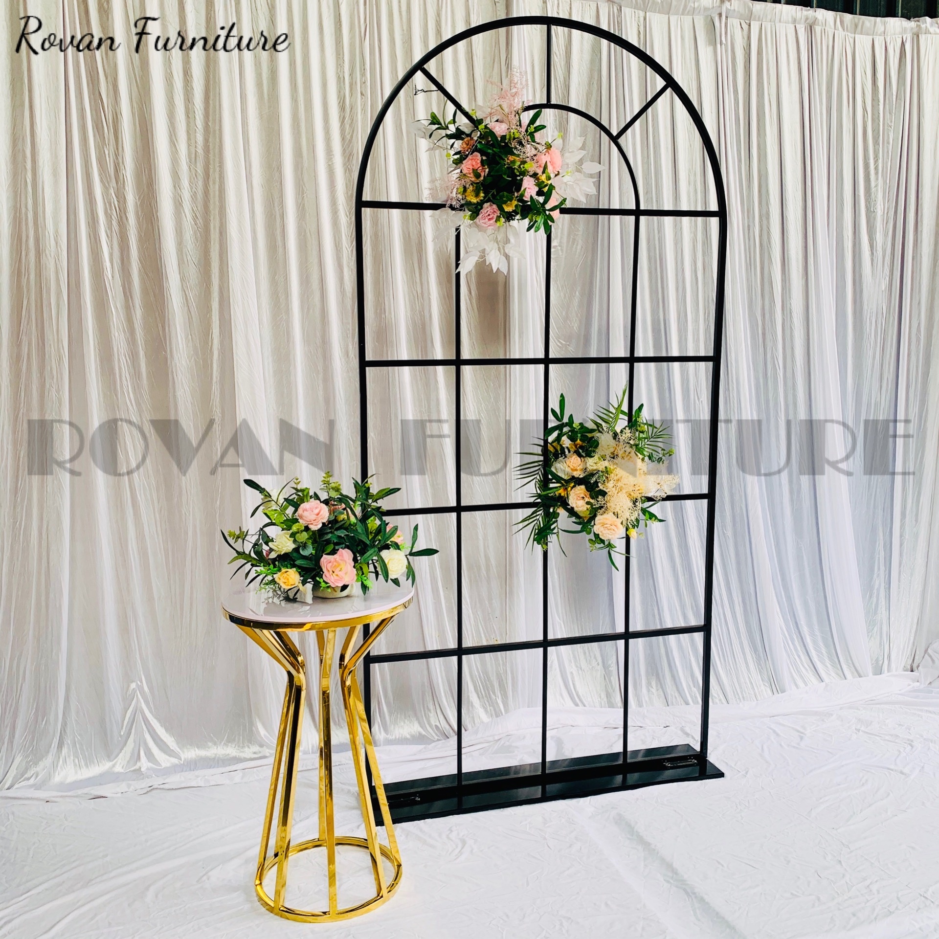 2021 Fashionhalf Round window design Mesh Backdrop Wedding Arch Stand Circle Backdrop for Wedding Decoration for parties