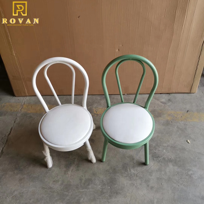 Metal iron thonet chair with pu leather cushion child party and event for kids dining