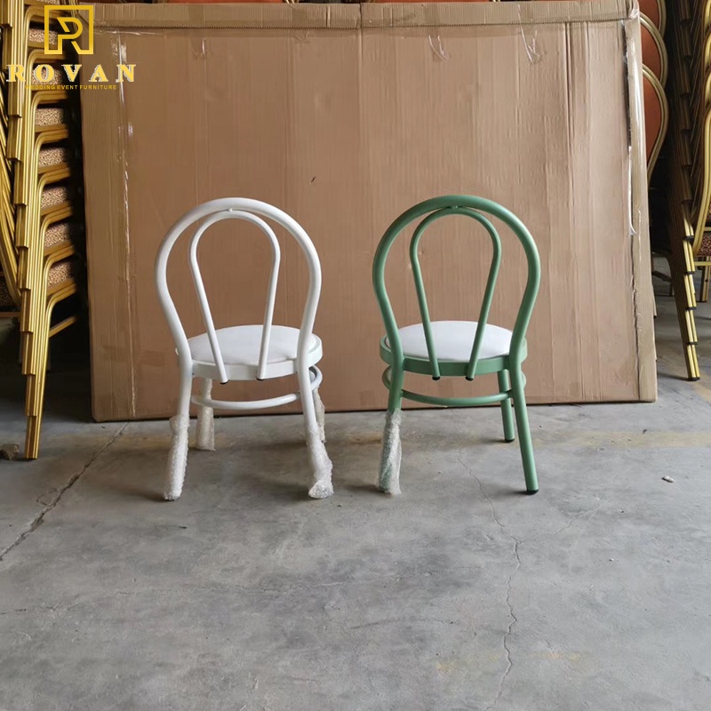 Metal iron thonet chair with pu leather cushion child party and event for kids dining