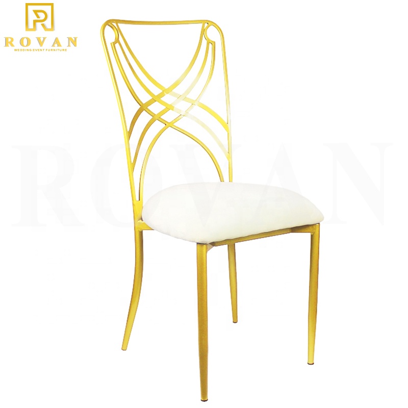 2019 New Design Wholesale Gold Metal Chameleon Chair Cross Back Steel Wedding Chair for sale