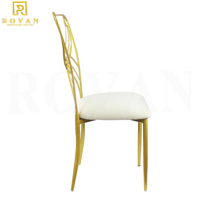 2019 New Design Wholesale Gold Metal Chameleon Chair Cross Back Steel Wedding Chair for sale