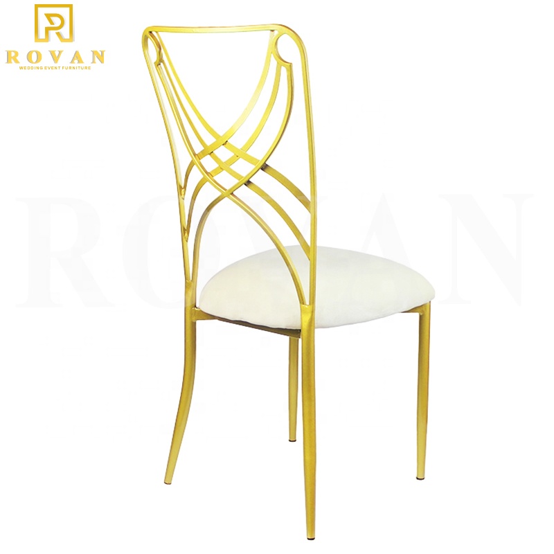 2019 New Design Wholesale Gold Metal Chameleon Chair Cross Back Steel Wedding Chair for sale