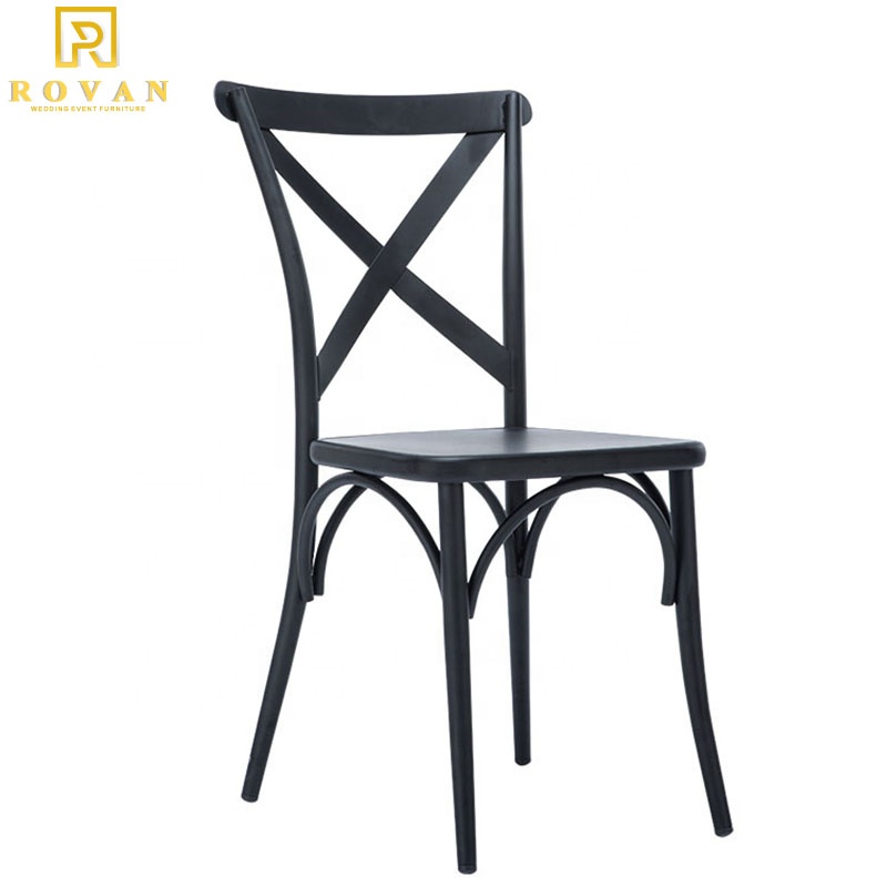 Metal wedding and event chairs furniture iron stackable X cross back dining chair