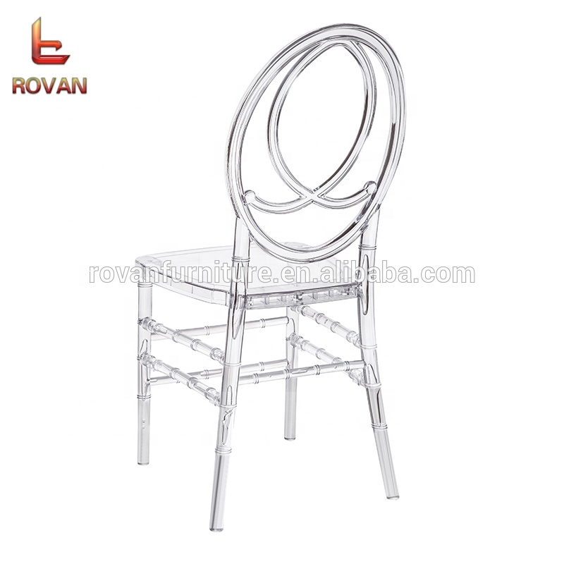 Rovan furniture wholesale cheaper wedding and event acrylic chair clear transparent round back rentals resin phoenix chair