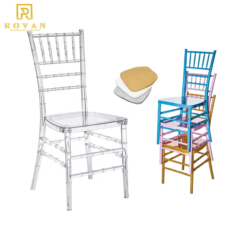 wholesale wedding transparent chair and event acrylic crystal ice stacking clear resin chiavari