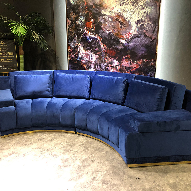Factory hot sales Italian luxury furniture sets half round sofa rinconera classical chesterfield velvet sofa living room