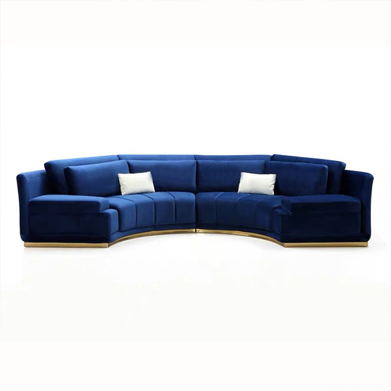 Factory hot sales Italian luxury furniture sets half round sofa rinconera classical chesterfield velvet sofa living room