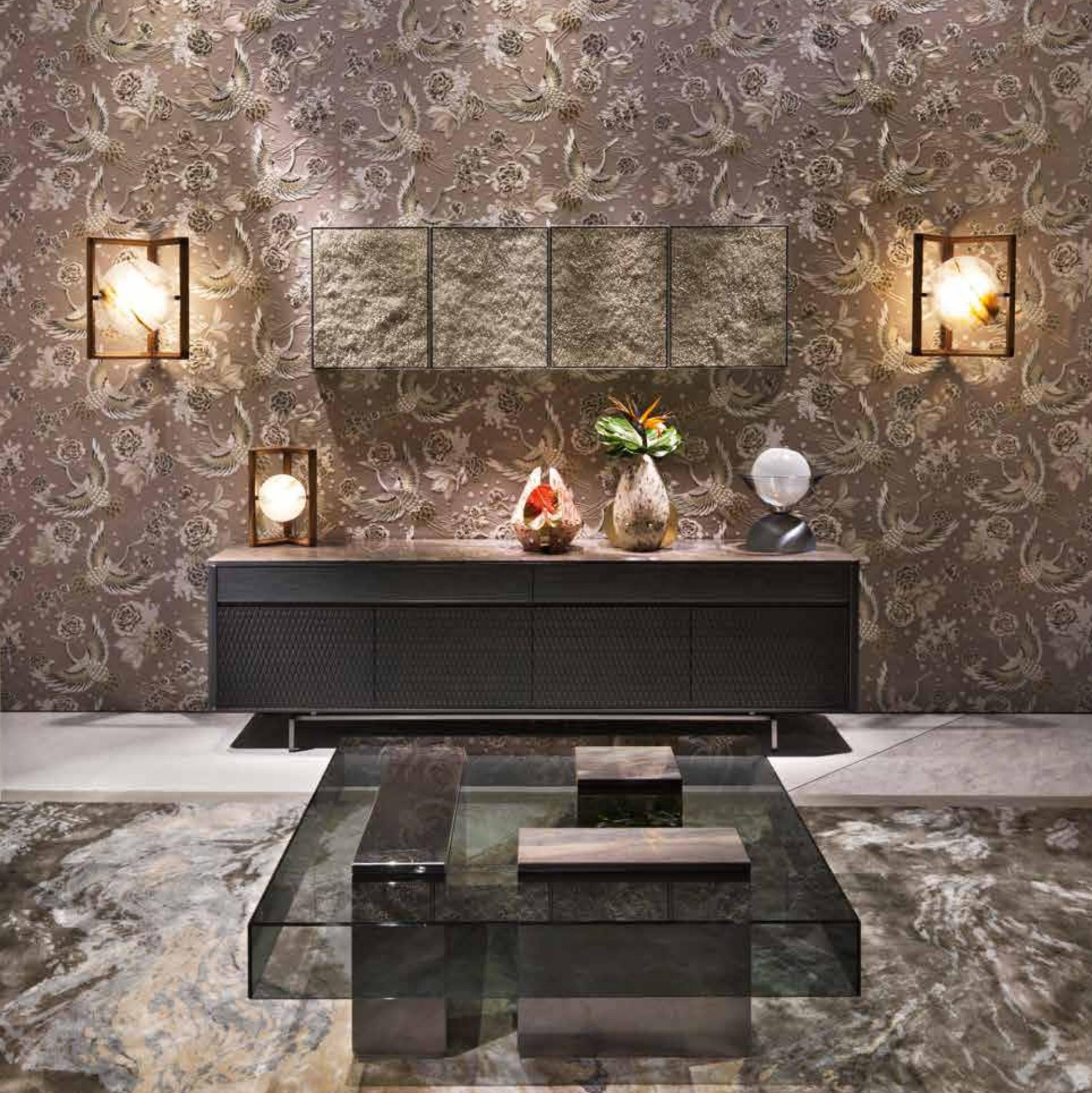 Italian high quality marble table top stainless steel frame cabinet for living room