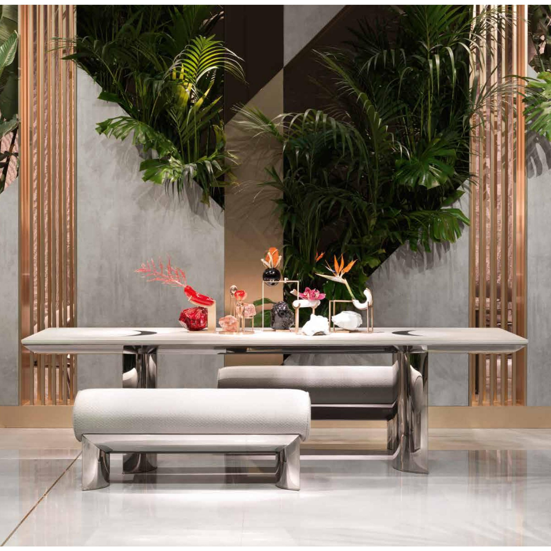 Modern stainless steel frosted technology fabric soft bag long dining chair sofa without back
