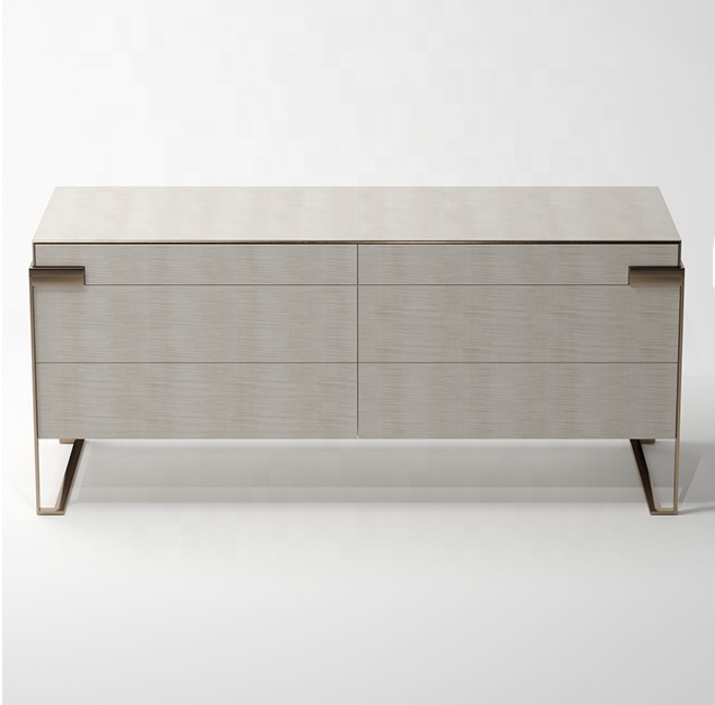 Luxury high quality metal leg white wooden living room sideboard for home furniture