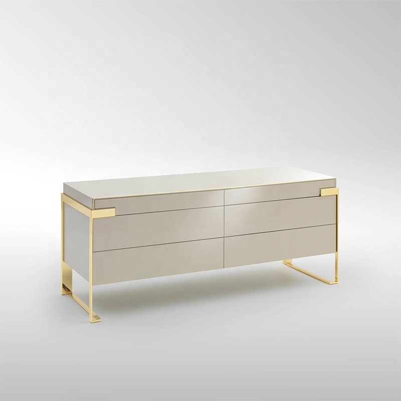 Luxury high quality metal leg white wooden living room sideboard for home furniture