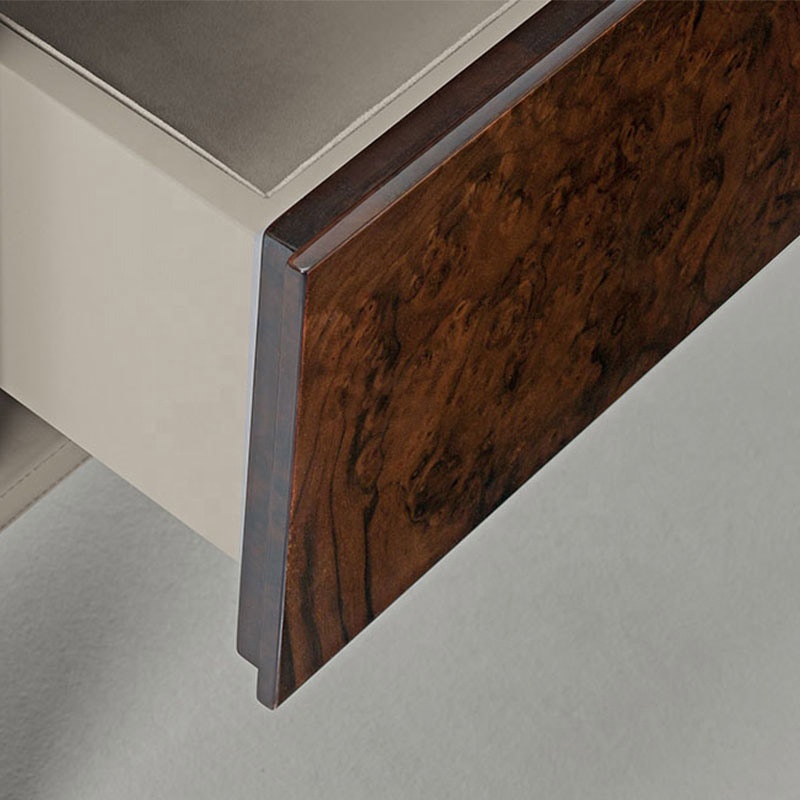 Light Luxury Design Italian Furniture Burl Wood Veneer Made Modern Sideboard With Four Cabinet