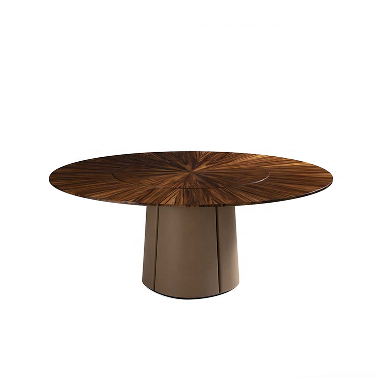 Light luxury minimalism style design kitchen furniture burl modern round dining table with chairs
