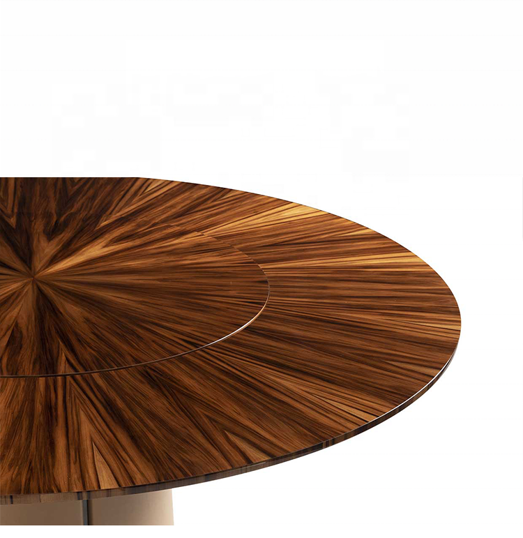 Light luxury minimalism style design kitchen furniture burl modern round dining table with chairs