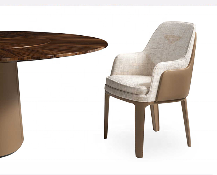 Light luxury minimalism style design kitchen furniture burl modern round dining table with chairs