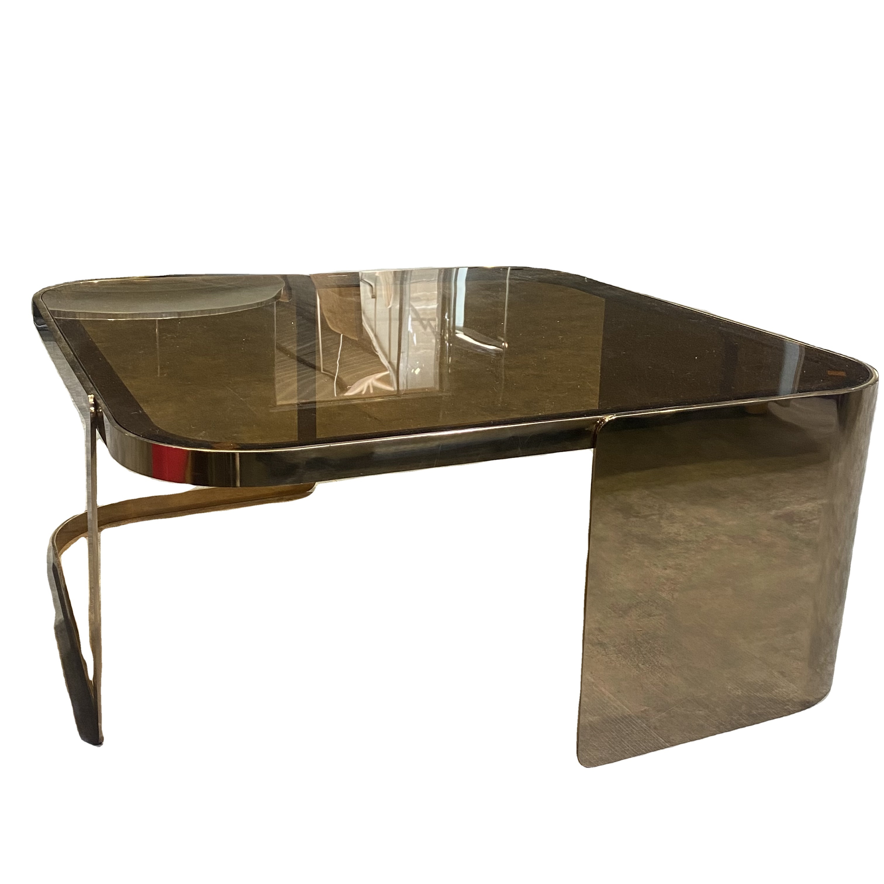 Italian design small square stainless glass mirror coffee tea table for living room furniture