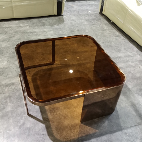 Italian design small square stainless glass mirror coffee tea table for living room furniture