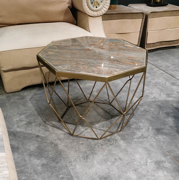 Popular high quality luxury minimalist design stainless steel marble stone coffee table