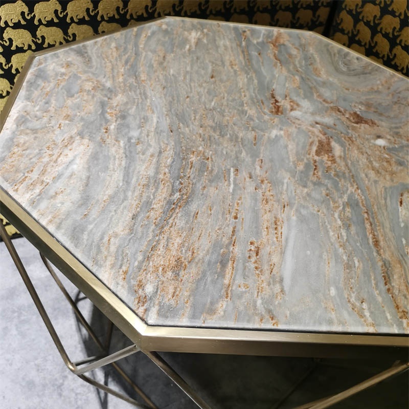 Popular high quality luxury minimalist design stainless steel marble stone coffee table