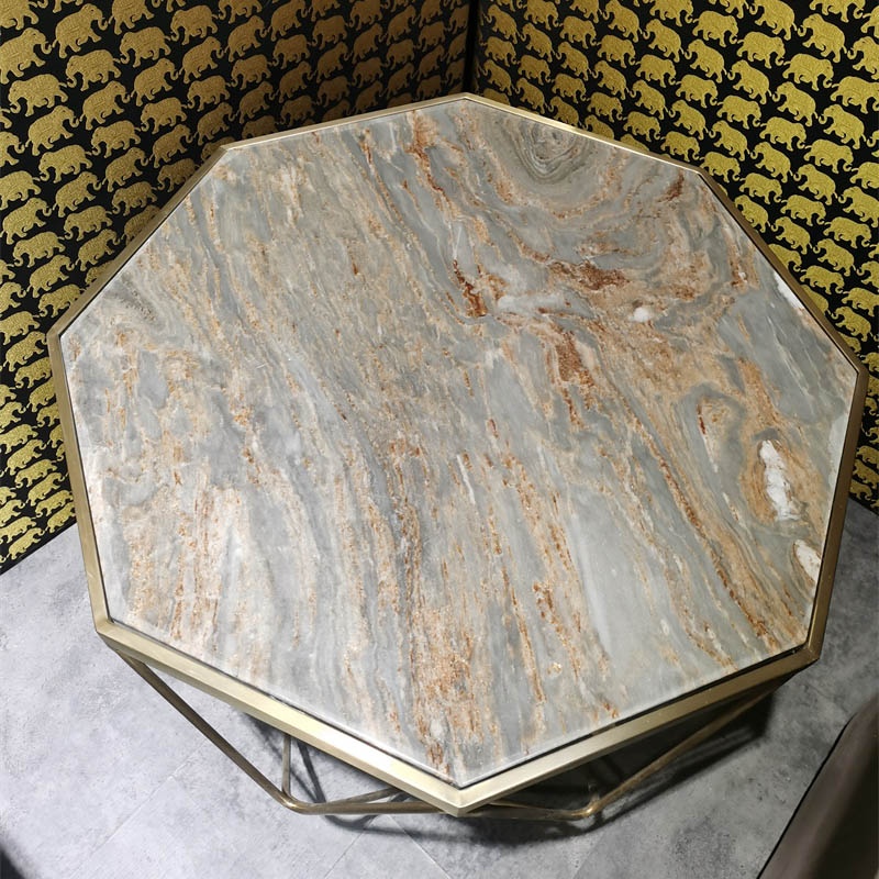 Popular high quality luxury minimalist design stainless steel marble stone coffee table