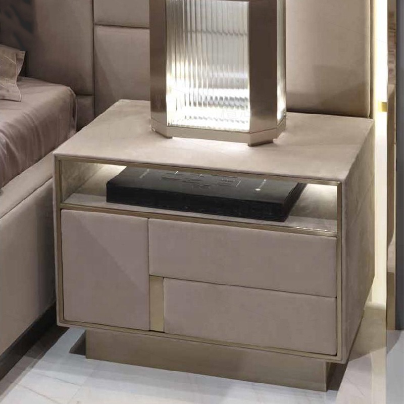 Italian luxury style design bedroom furniture bedside storage cabinet with 1 drawer