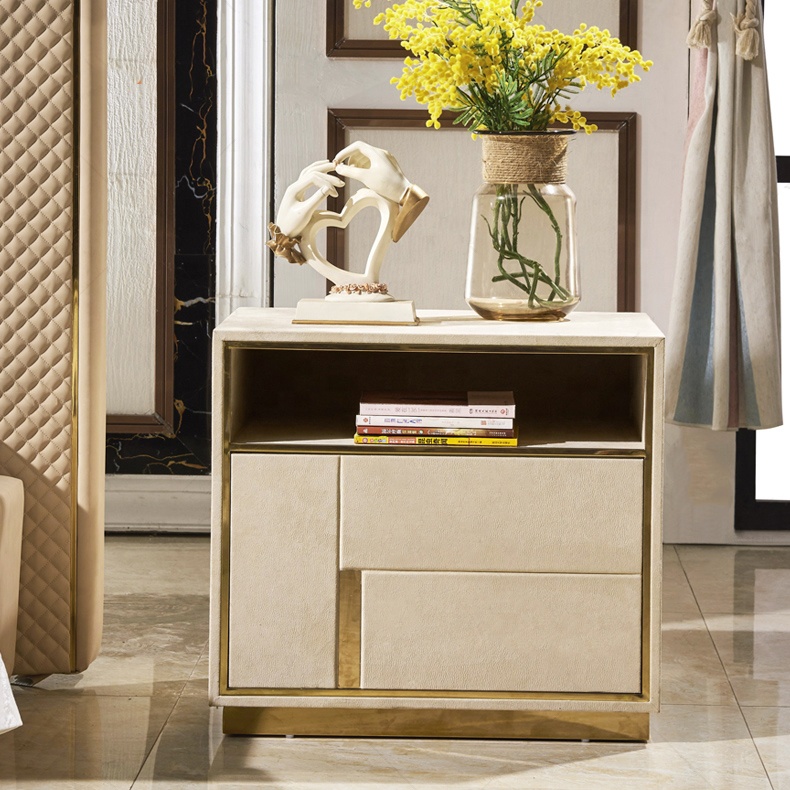 Italian luxury style design bedroom furniture bedside storage cabinet with 1 drawer
