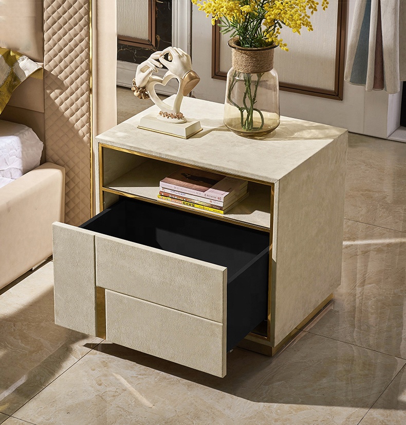 Italian luxury style design bedroom furniture bedside storage cabinet with 1 drawer