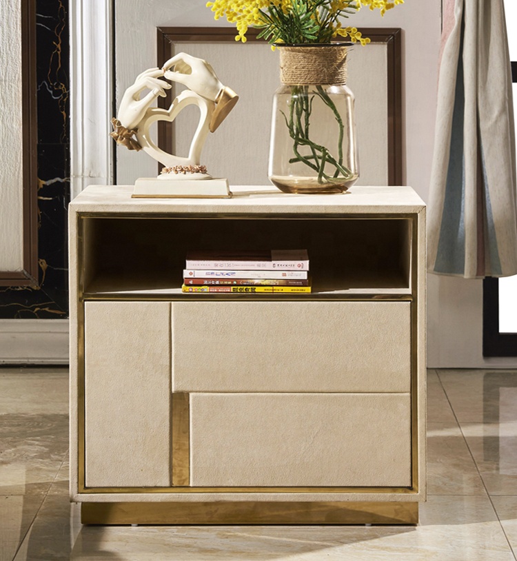 Italian luxury style design bedroom furniture bedside storage cabinet with 1 drawer