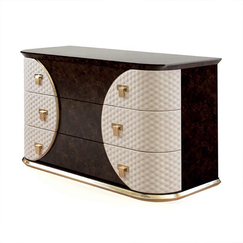 High quality popular leather surface marble top home use living room furniture cabinet