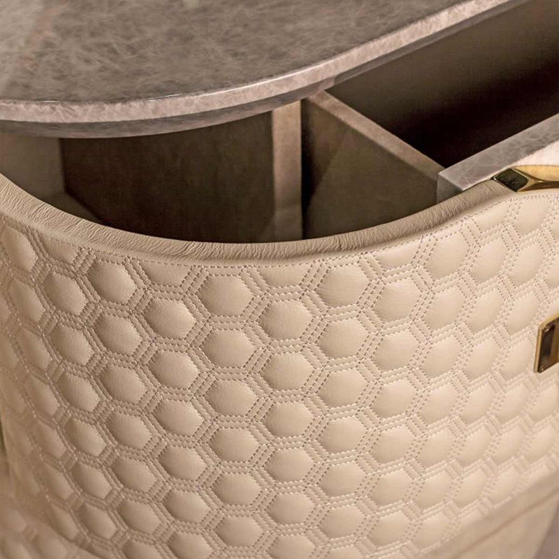High quality popular leather surface marble top home use living room furniture cabinet