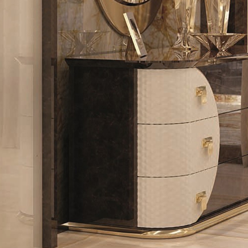 High quality popular leather surface marble top home use living room furniture cabinet