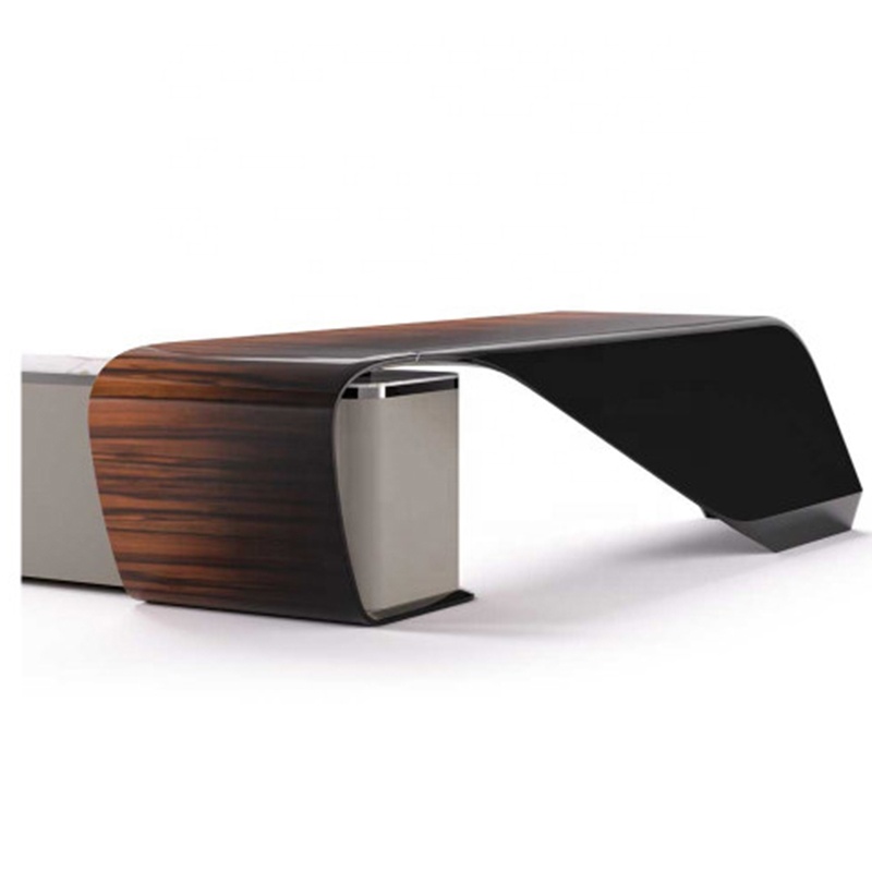 High quality popular minimalist new design leatherette burl tabletop office table