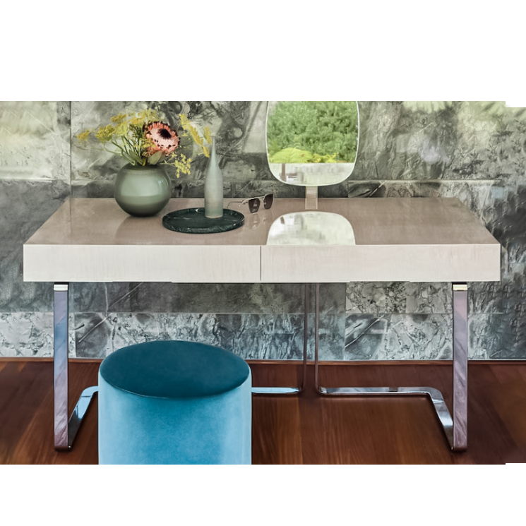Modern Simple Design Bedroom Wooden White Dresser Table With Mirror And Round Leisure Chair For Bedroom Furniture