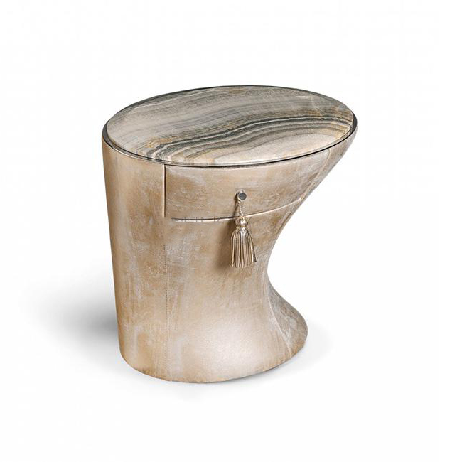 Custom Modern Italian Design Bedroom Furniture Luxury Marble Tabletop Bedside Table With Drawer