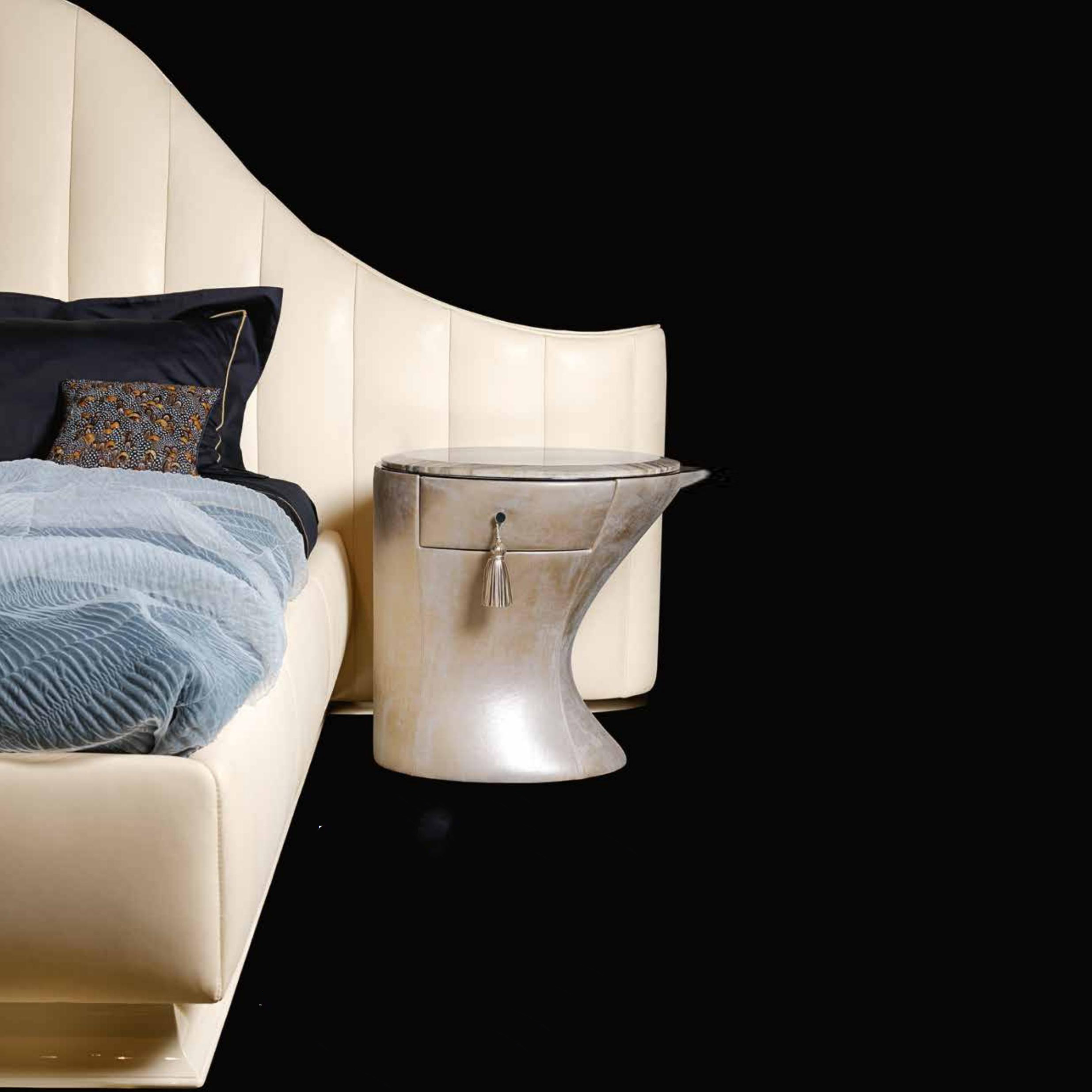 Custom Modern Italian Design Bedroom Furniture Luxury Marble Tabletop Bedside Table With Drawer