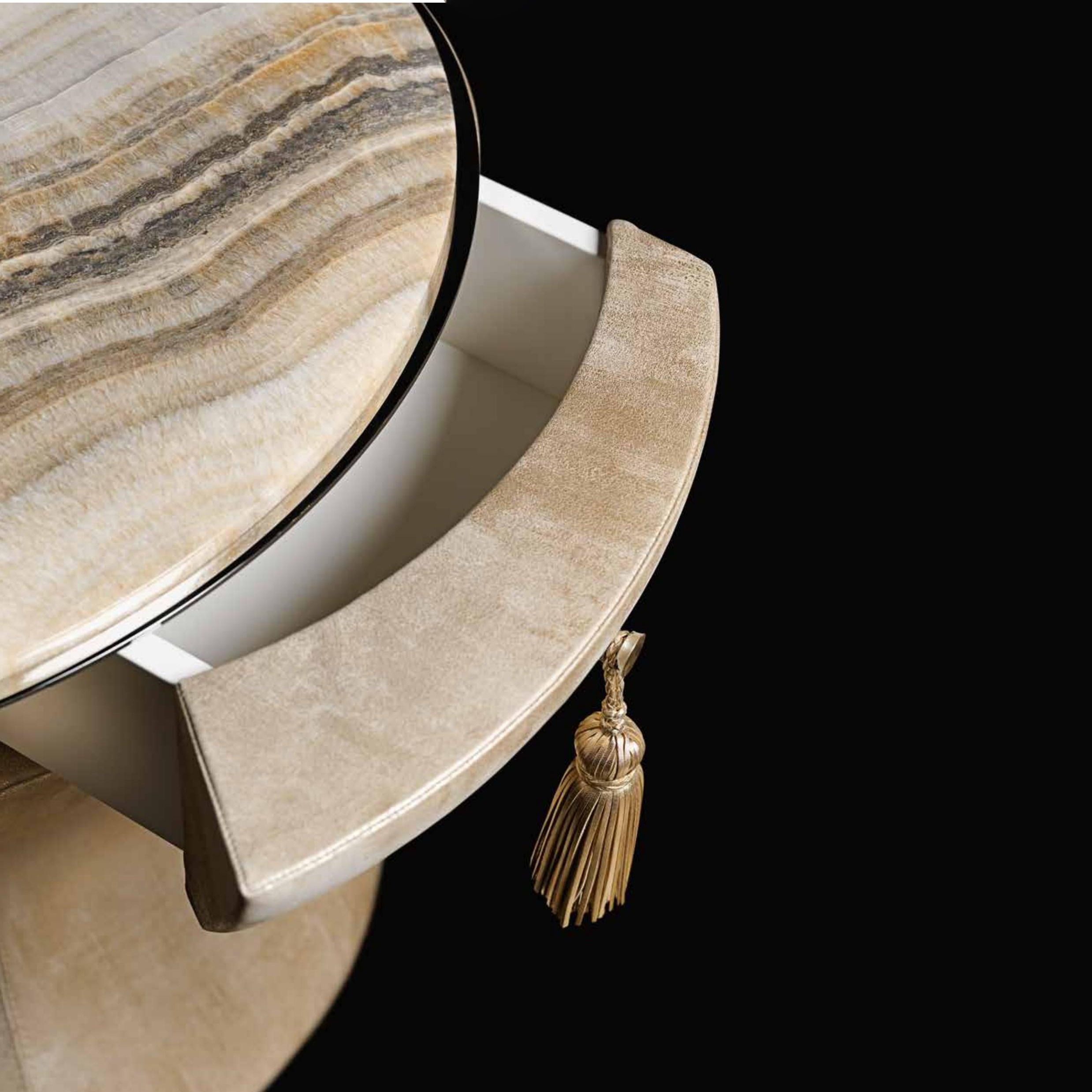 Custom Modern Italian Design Bedroom Furniture Luxury Marble Tabletop Bedside Table With Drawer