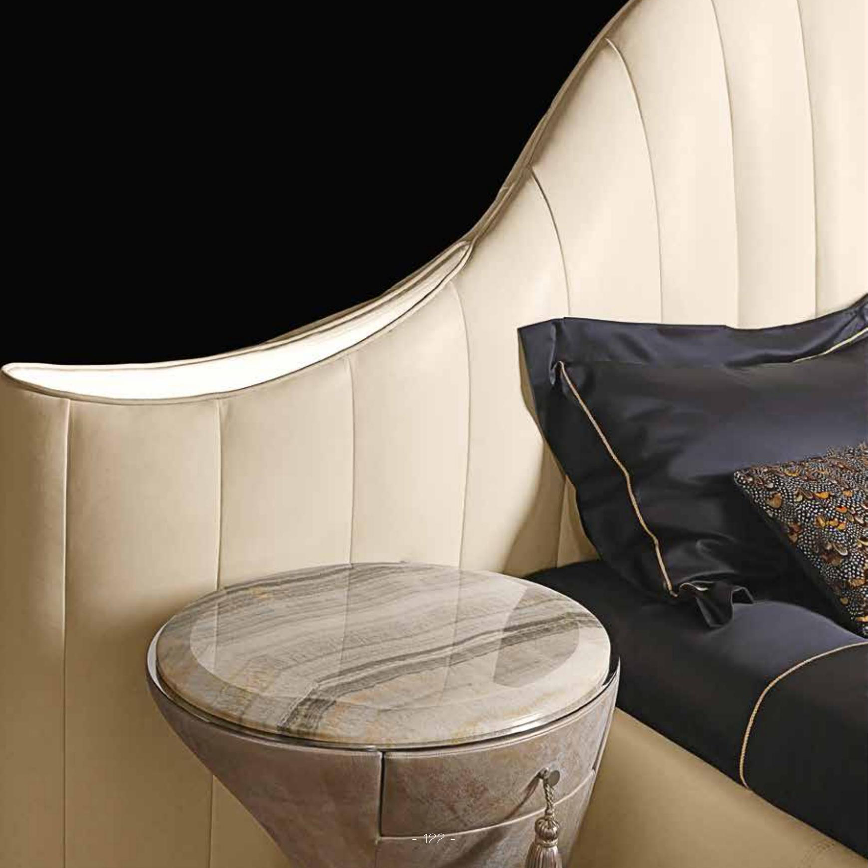 Custom Modern Italian Design Bedroom Furniture Luxury Marble Tabletop Bedside Table With Drawer