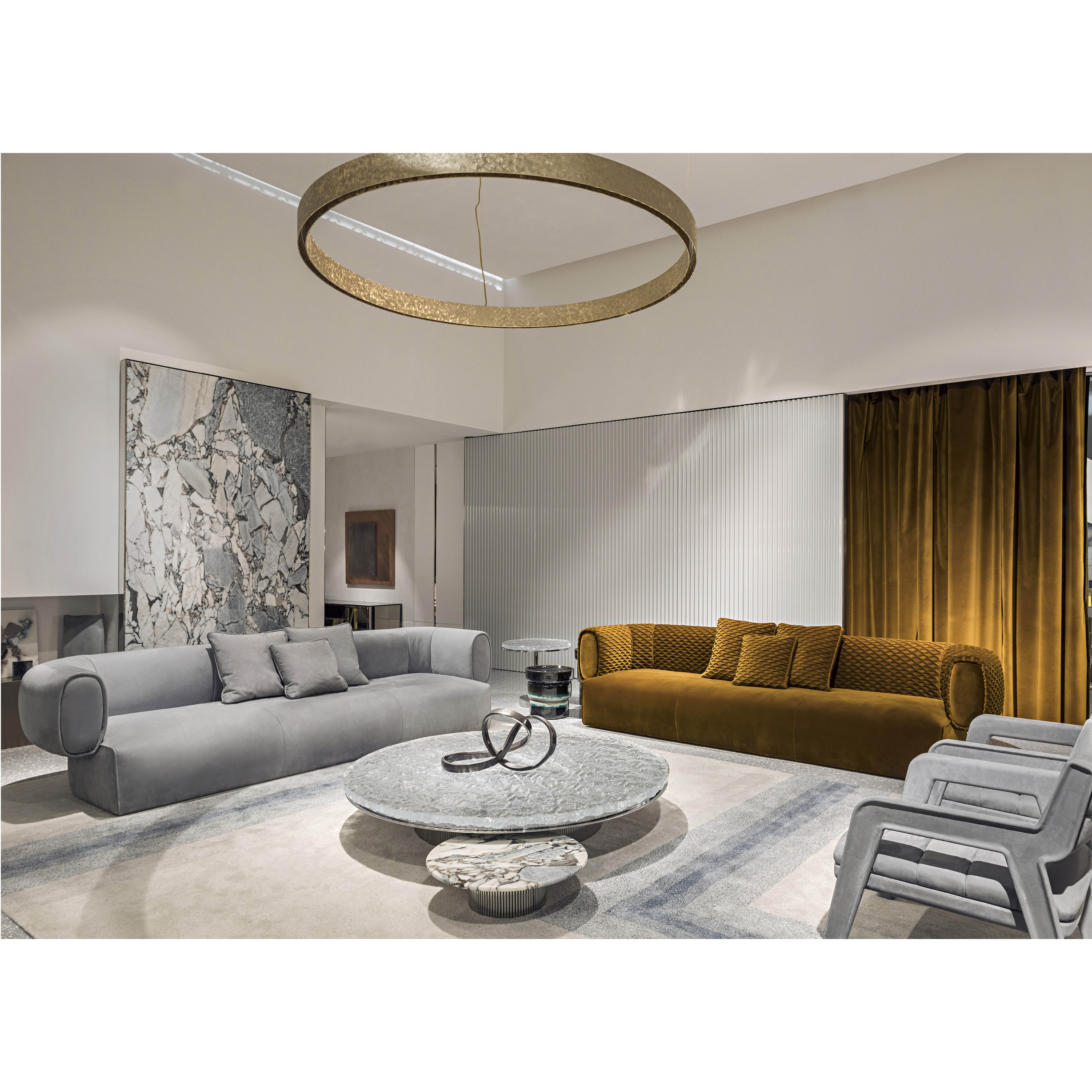 Custom Italian Luxury Style Living Room Home Furniture Sofa Matte Technology Fabric Morden Sofa Set