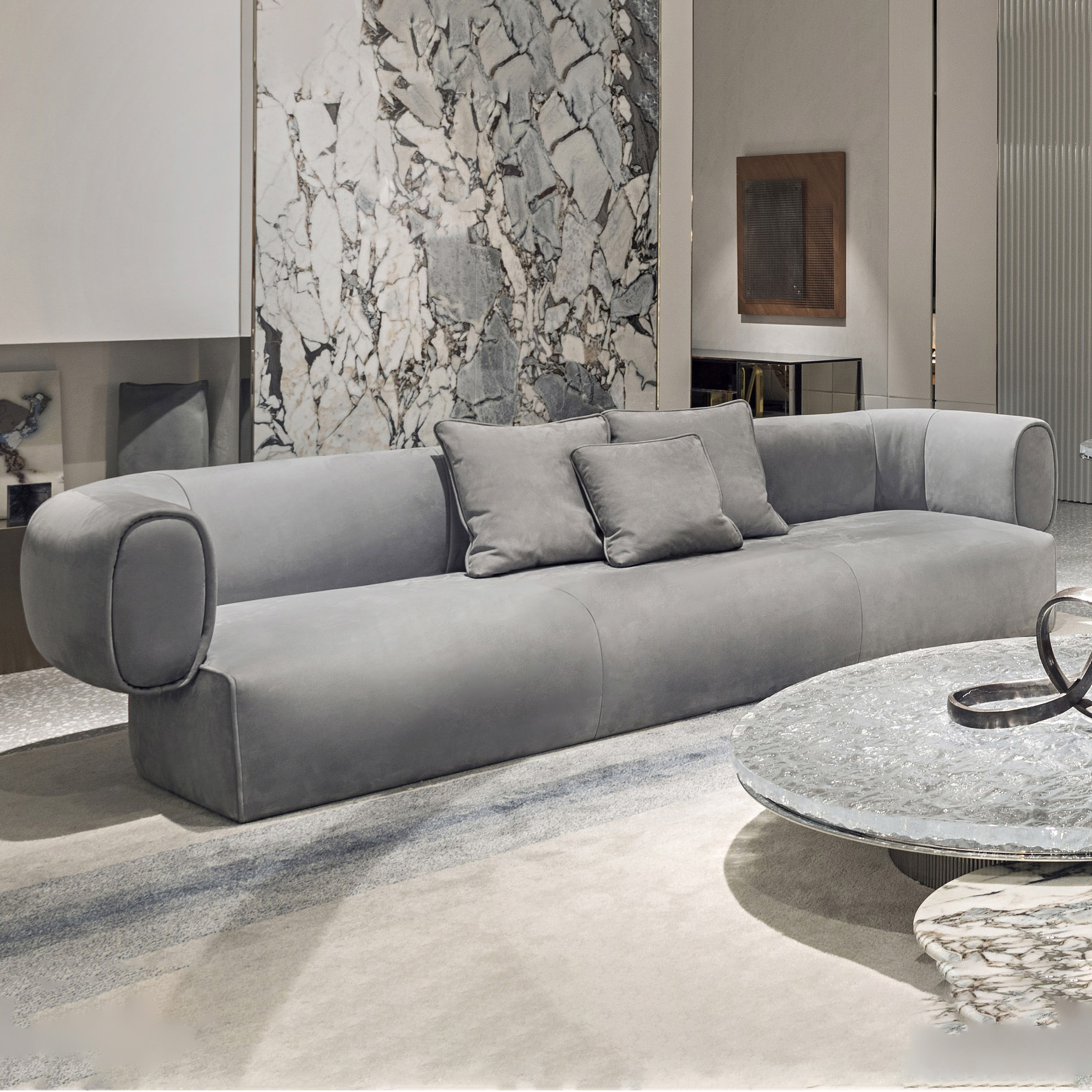 Custom Italian Luxury Style Living Room Home Furniture Sofa Matte Technology Fabric Morden Sofa Set
