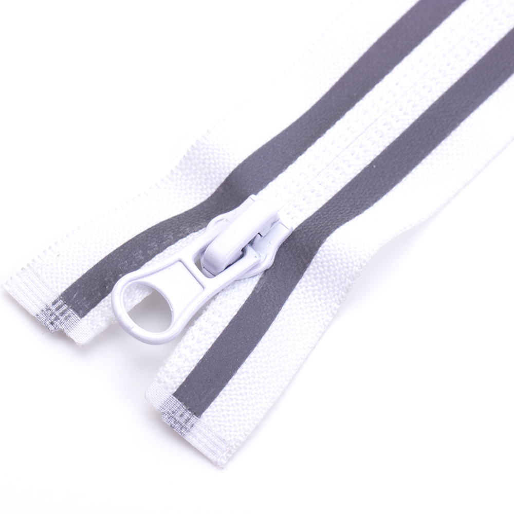 IIZII High quality reflective nylon zipper for outwear coat gray nylon zipper with reflective strip