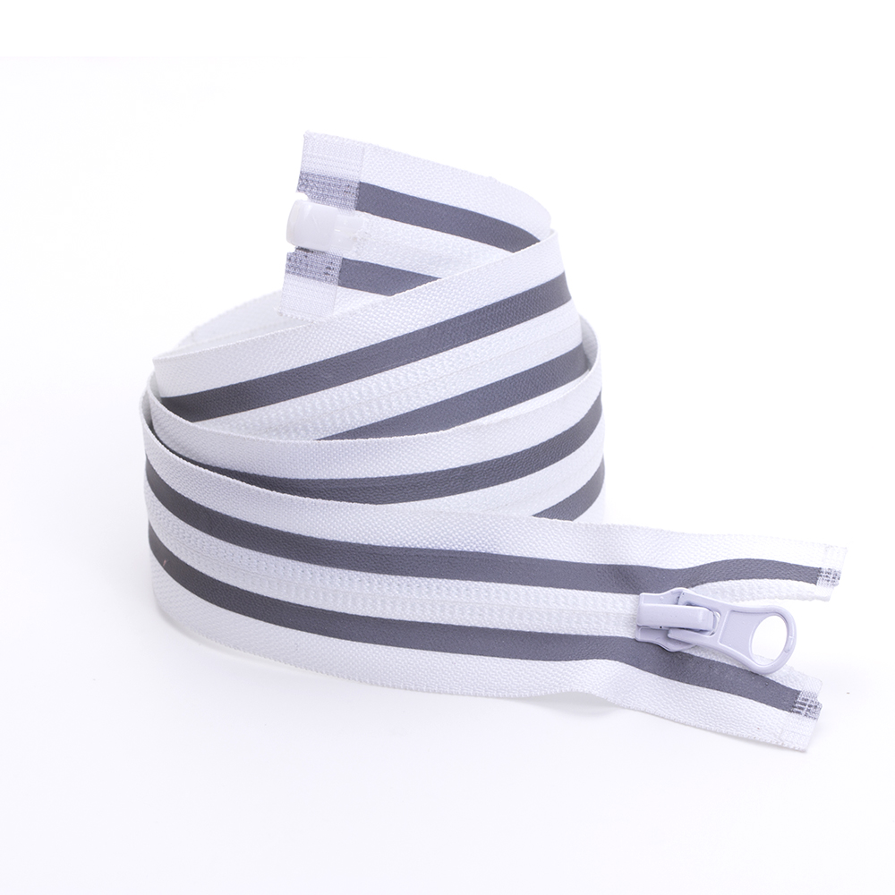 IIZII High quality reflective nylon zipper for outwear coat gray nylon zipper with reflective strip