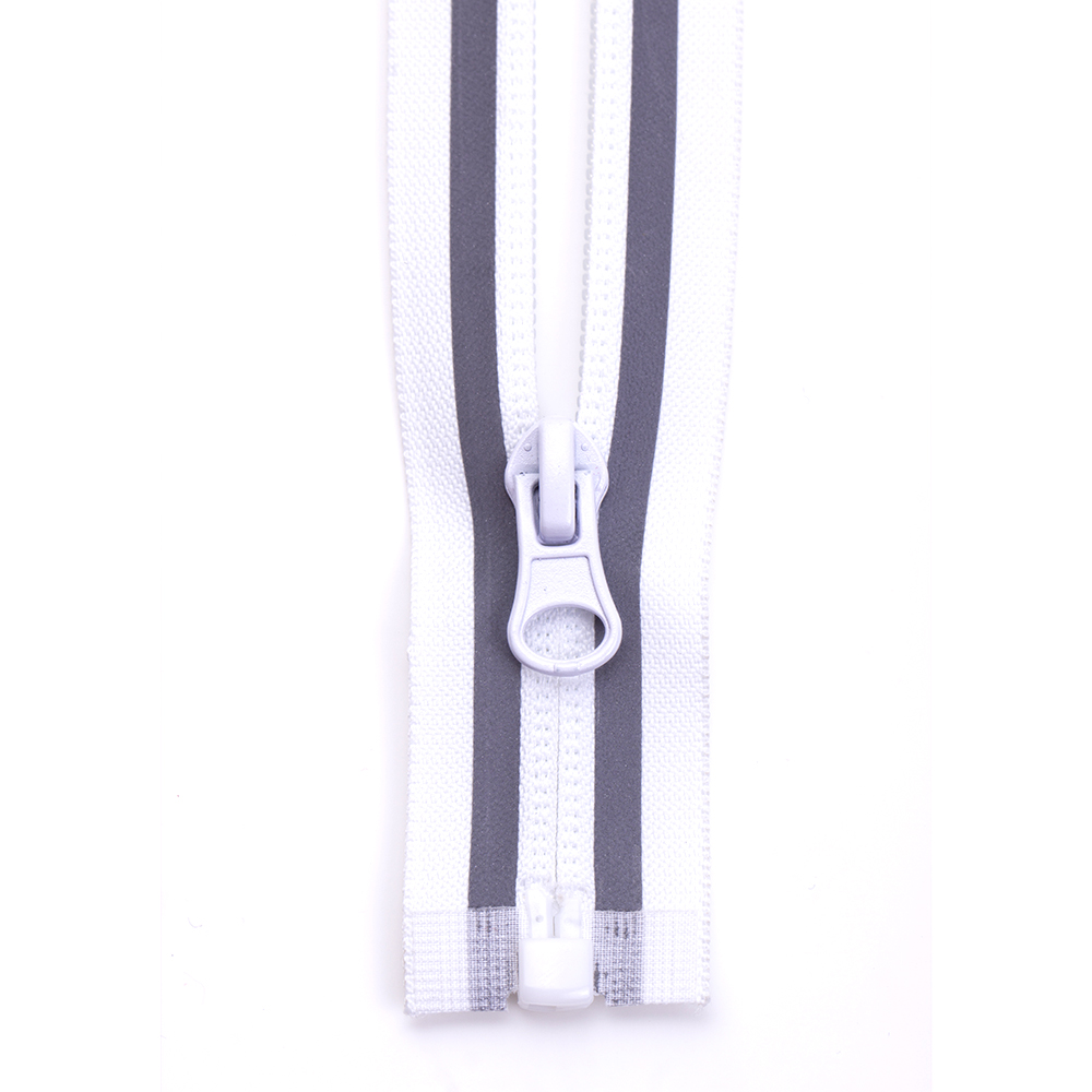 IIZII High quality reflective nylon zipper for outwear coat gray nylon zipper with reflective strip