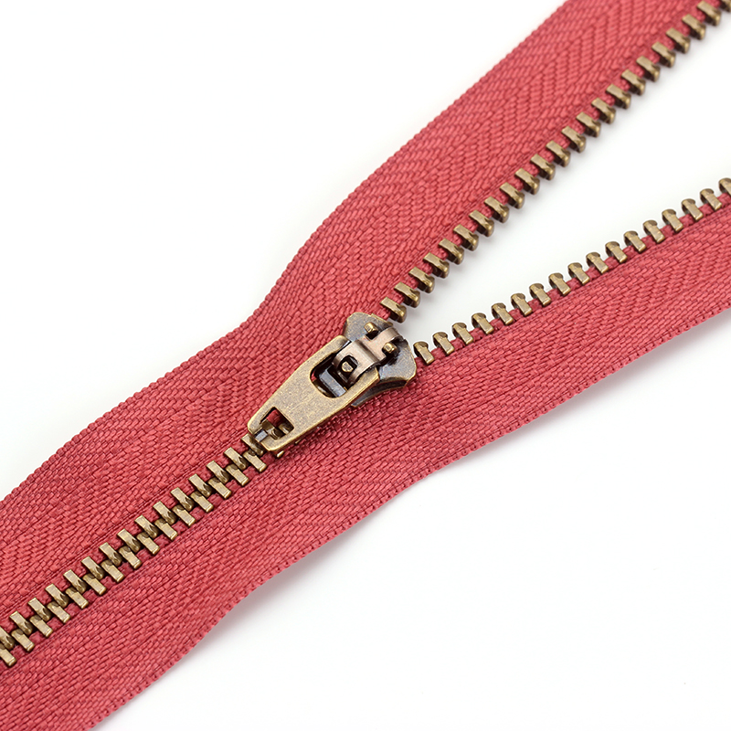 HVV #4 YG slider semi-auto lock slider antique brass close end zipper for jeans ,pants