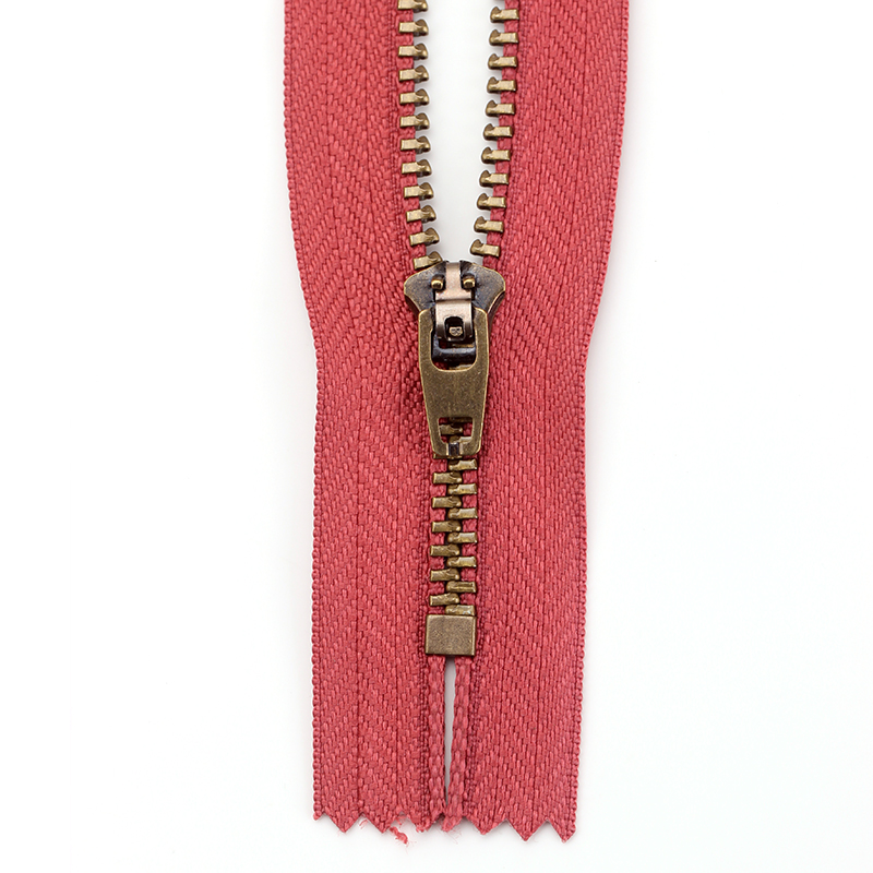 HVV #4 YG slider semi-auto lock slider antique brass close end zipper for jeans ,pants